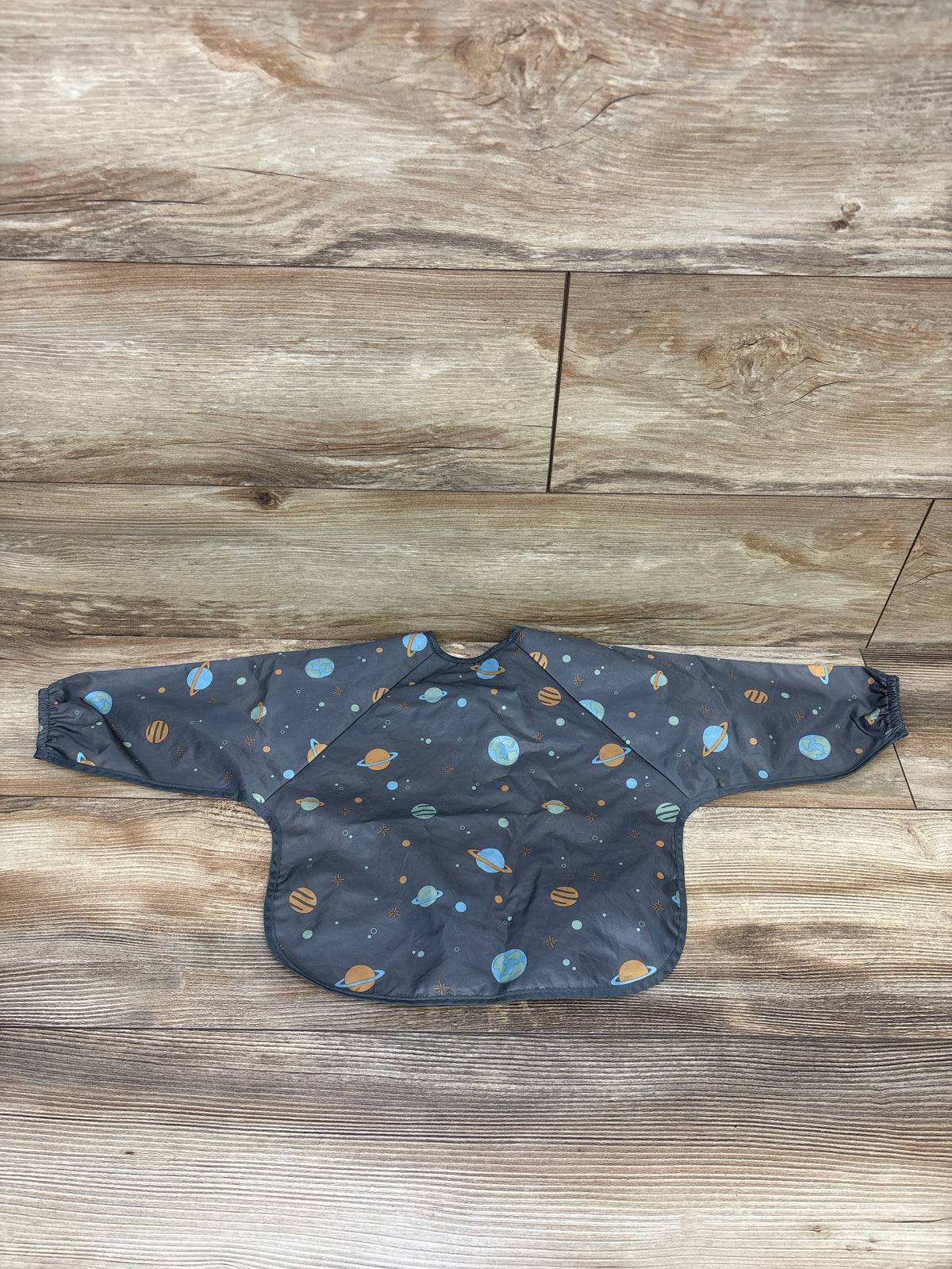 Tiny Twinkle Mess Proof/Waterproof Long Sleeve Bib Planets Grey sz 6-24m