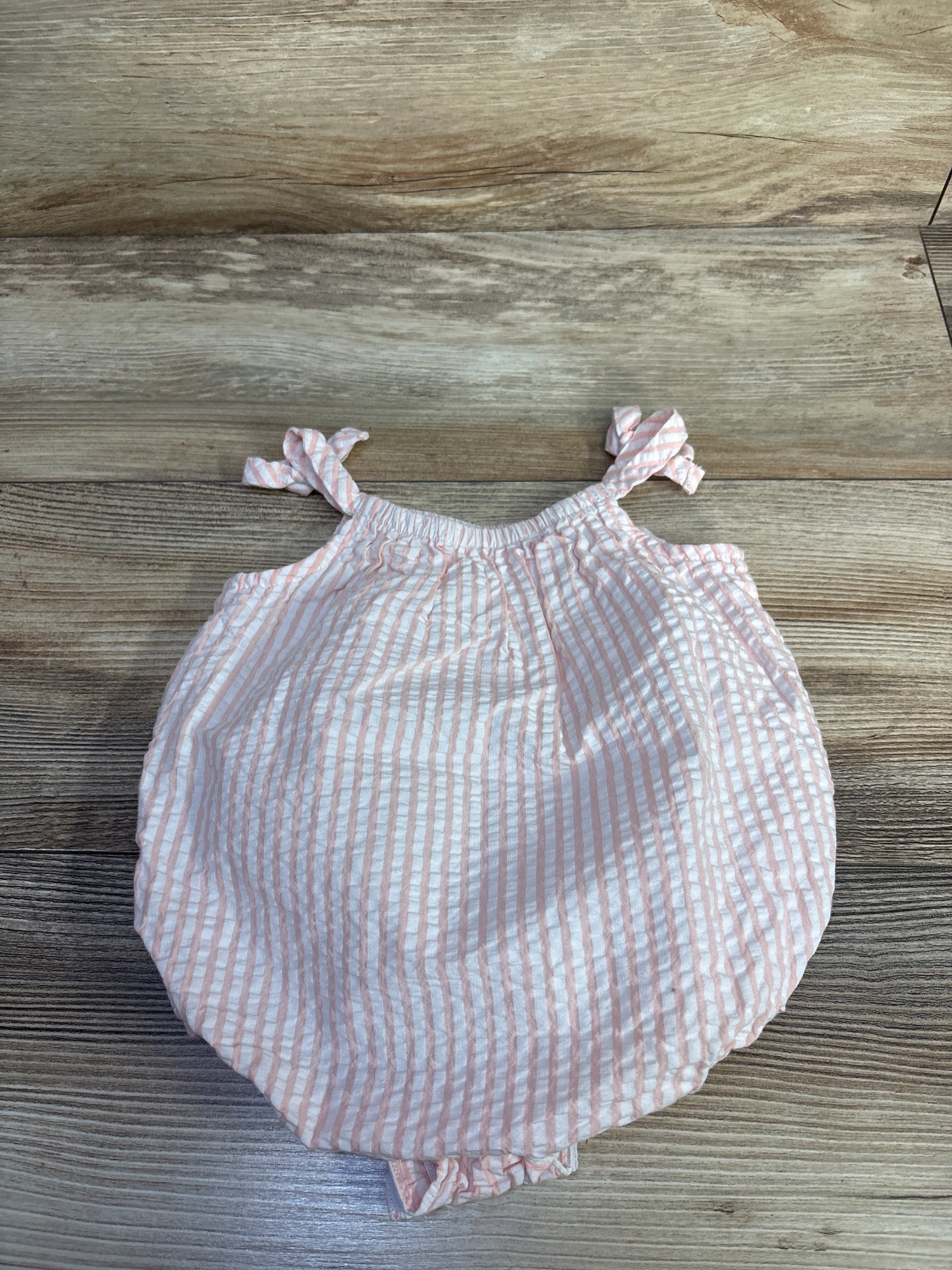 Goodlad Embroidered Elephant Striped Seersucker Romper Pink sz 9m
