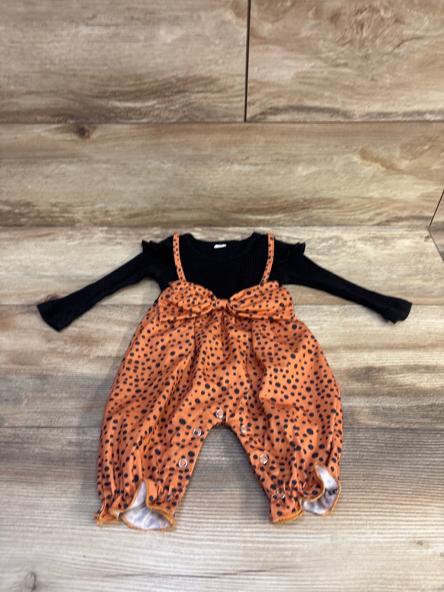 Queenstyle Ribbed Polka Dot Coverall Black sz 0-3m
