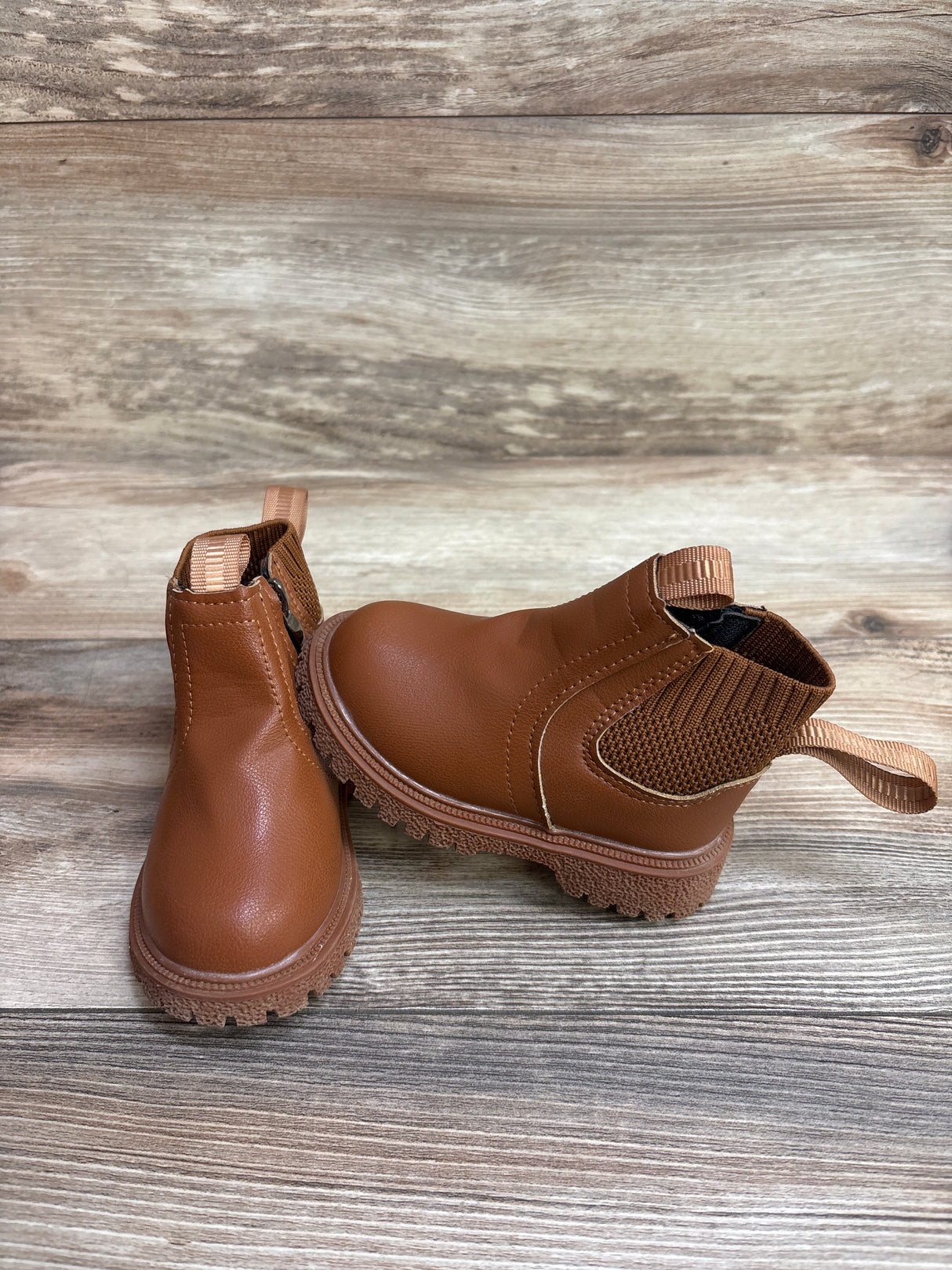 Faux Leather Mid Calf Boots Brown sz 5c
