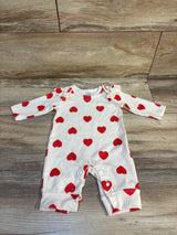Shein Heart Print Ribbed Coverall Cream sz Newborn