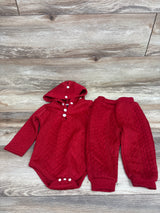 Shein 2pc Hooded Quilted Bodysuit & Pants Set Red sz 12-18m