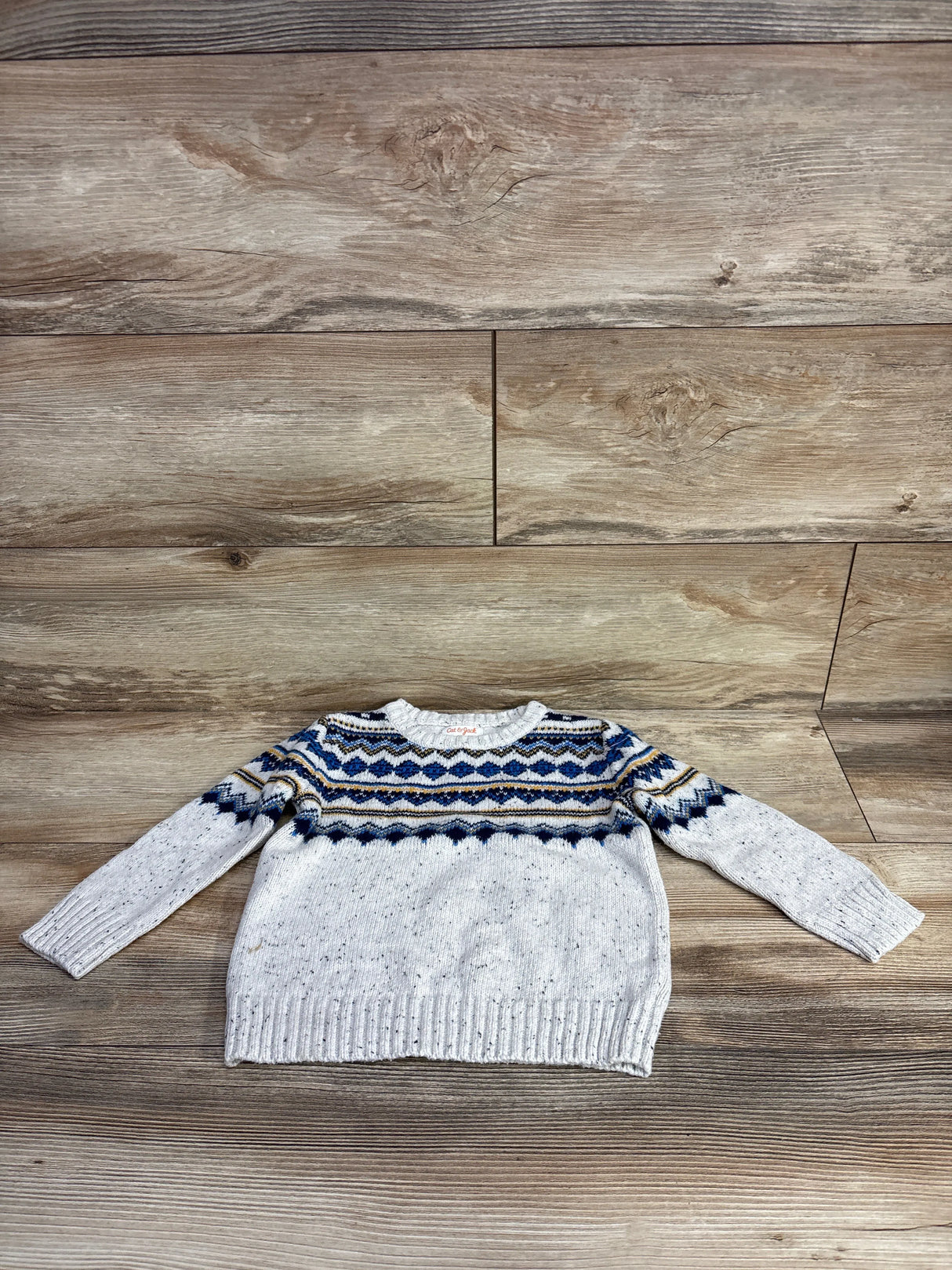 Cat & Jack Fair Isle Chunky Knit Sweater Taupe sz 2T