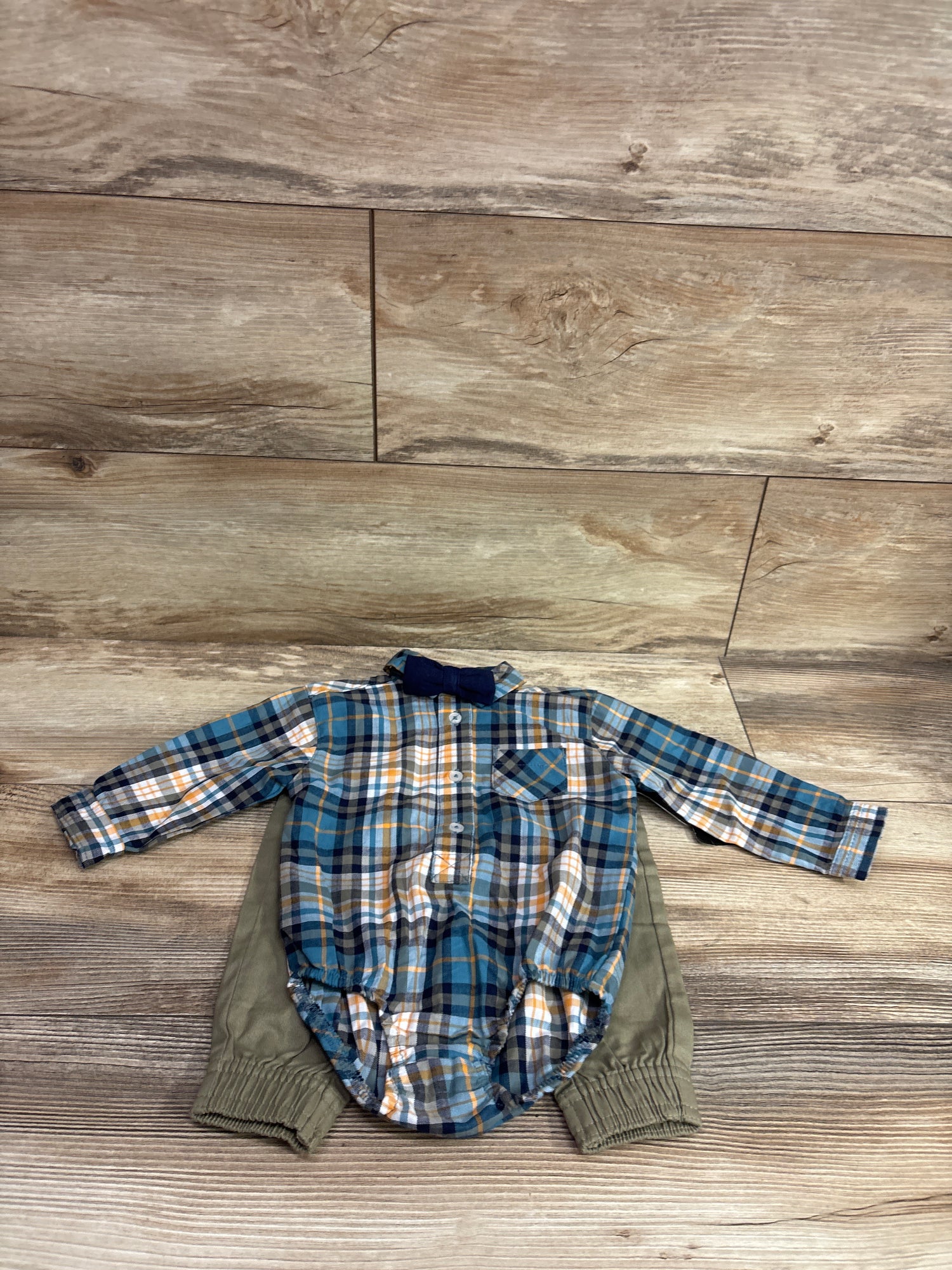 NEW Mick Mack 2pc Button-Up Bodysuit & Pants Set Blue sz 6/9m