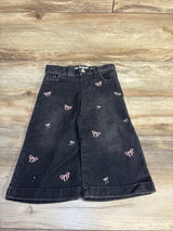 Cat & Jack Embroidered Bow Wide Leg Jeans Black sz 2T