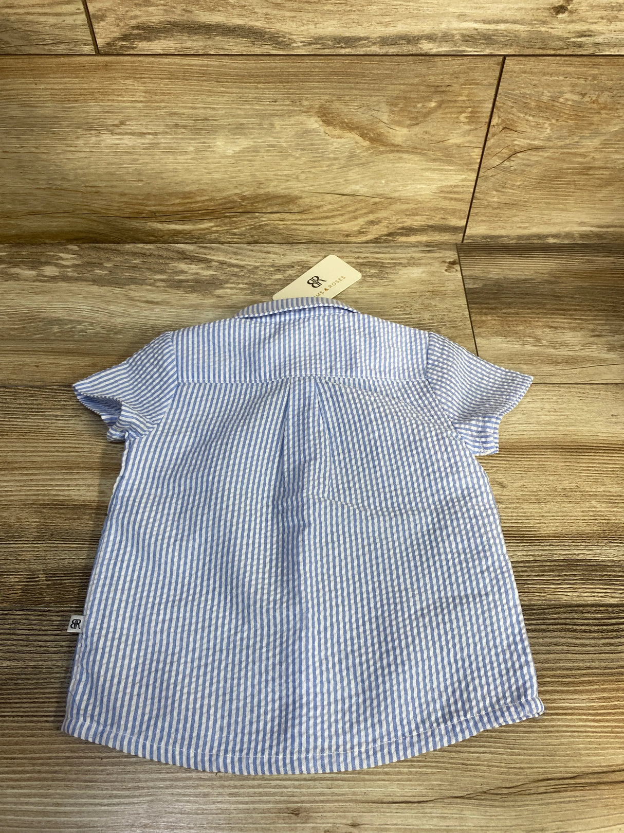 NEW Bums & Roses Blue Stripe Button Up Shirt sz 6-12m
