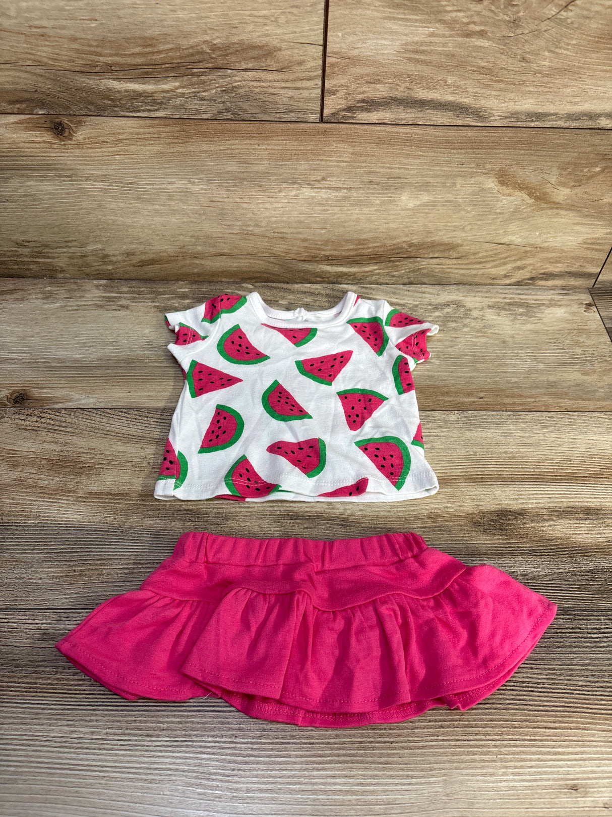 BWA 2pc Watermelon Shirt & Skort Set White sz 6m
