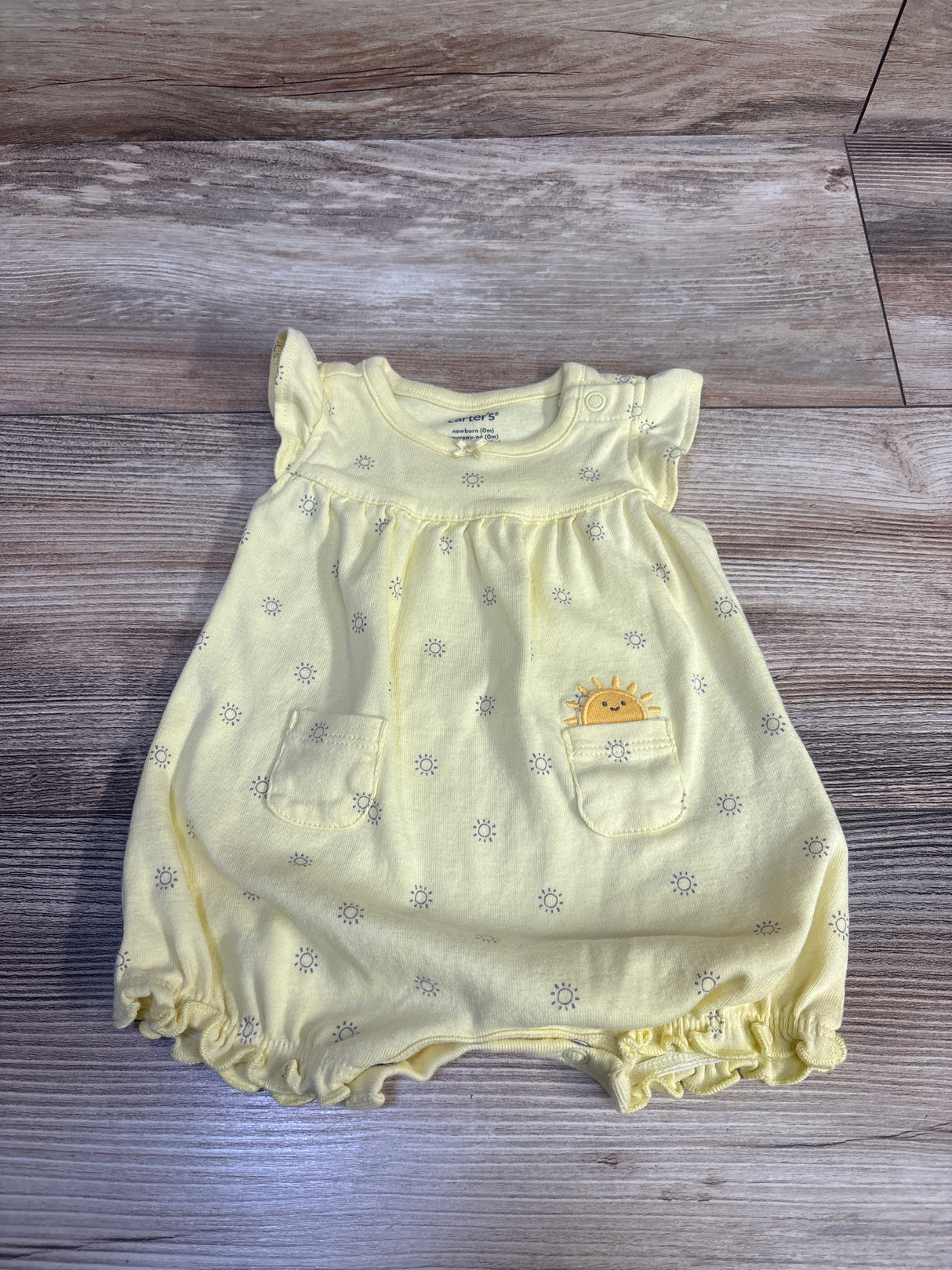 Carter's Sun Ruffle Shortie Romper Yellow sz Newborn