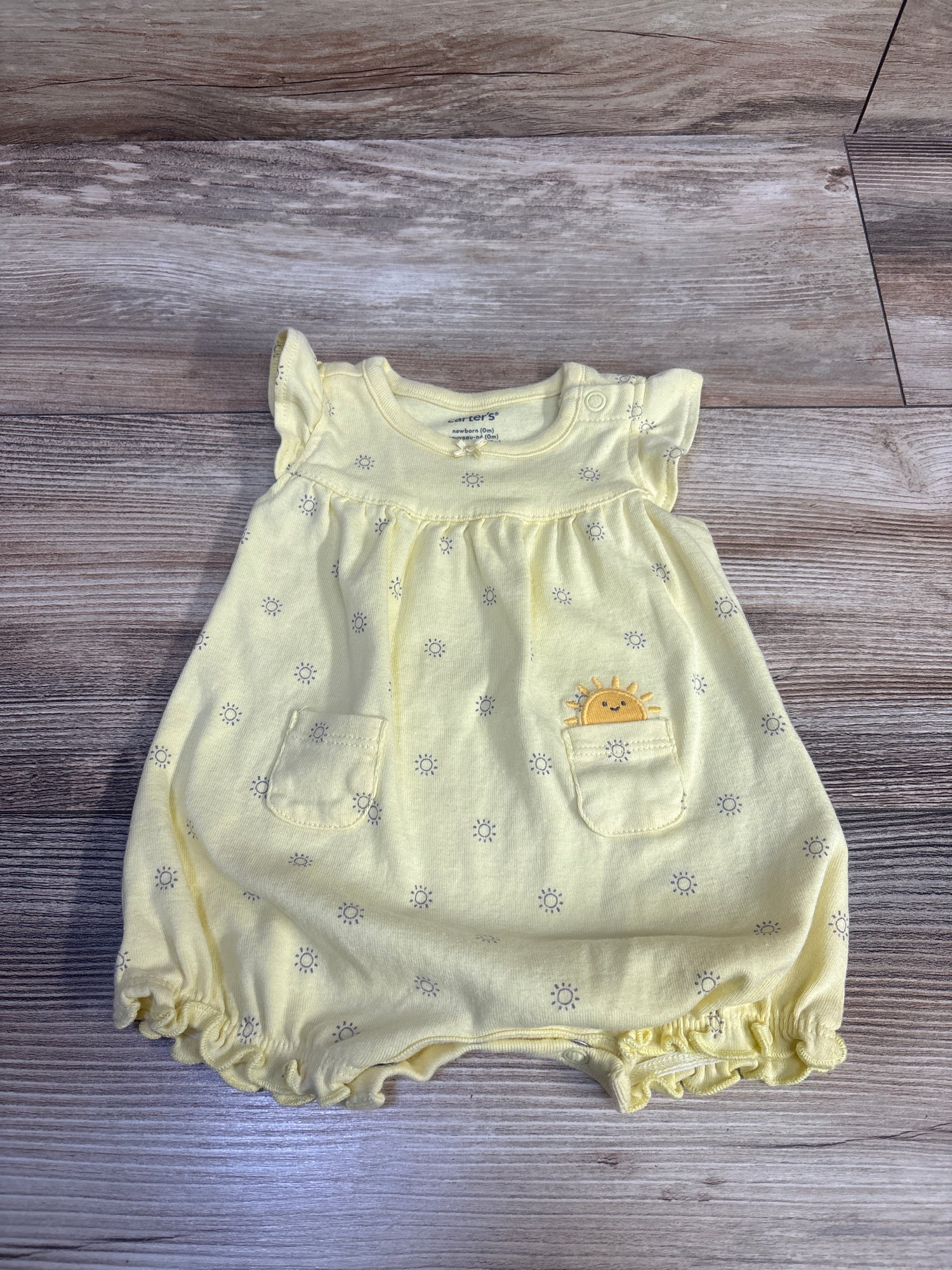 Carter's Sun Ruffle Shortie Romper Yellow sz Newborn