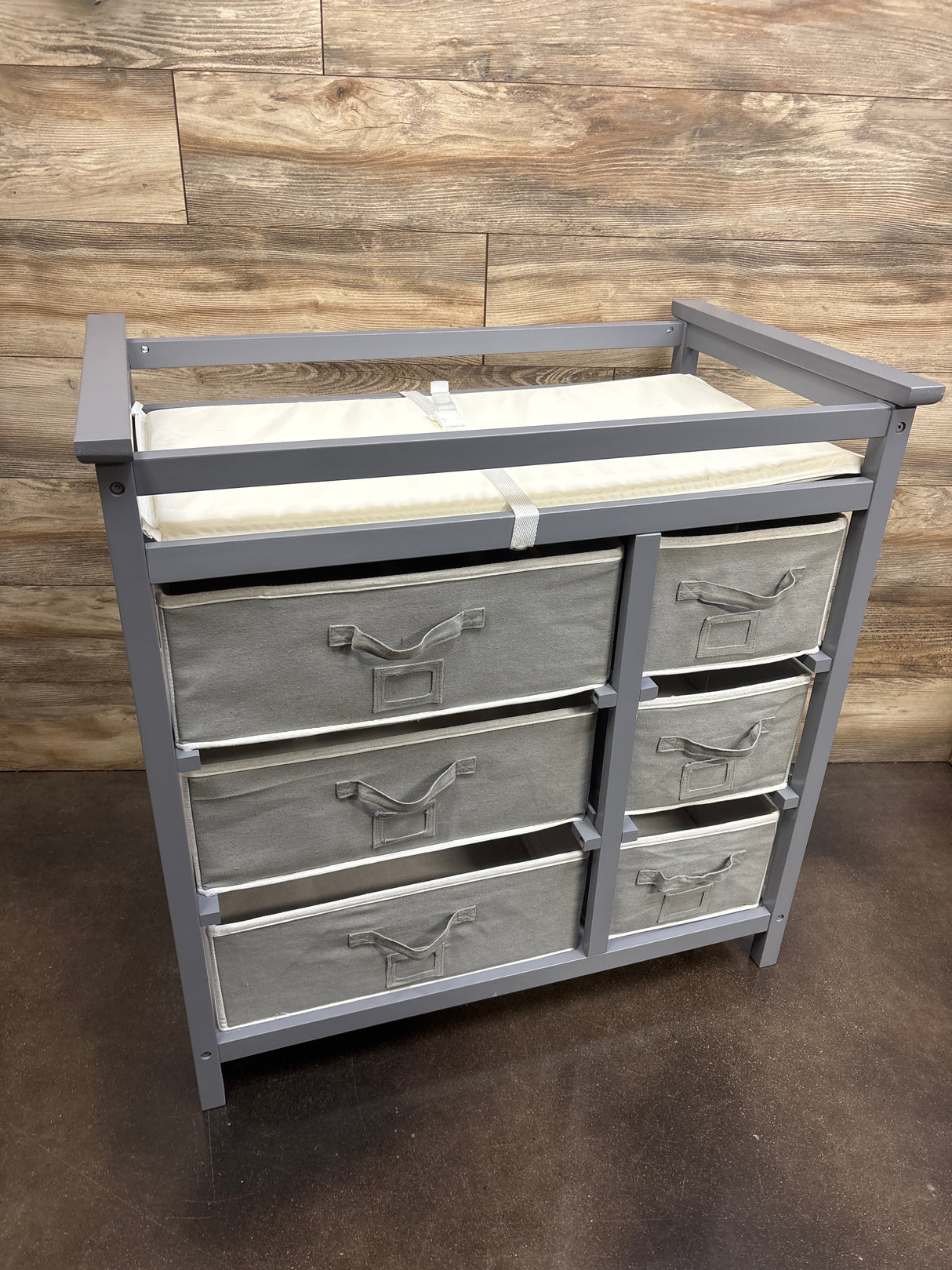 Badger Basket Modern Baby Changing Table with Six Baskets - Gray