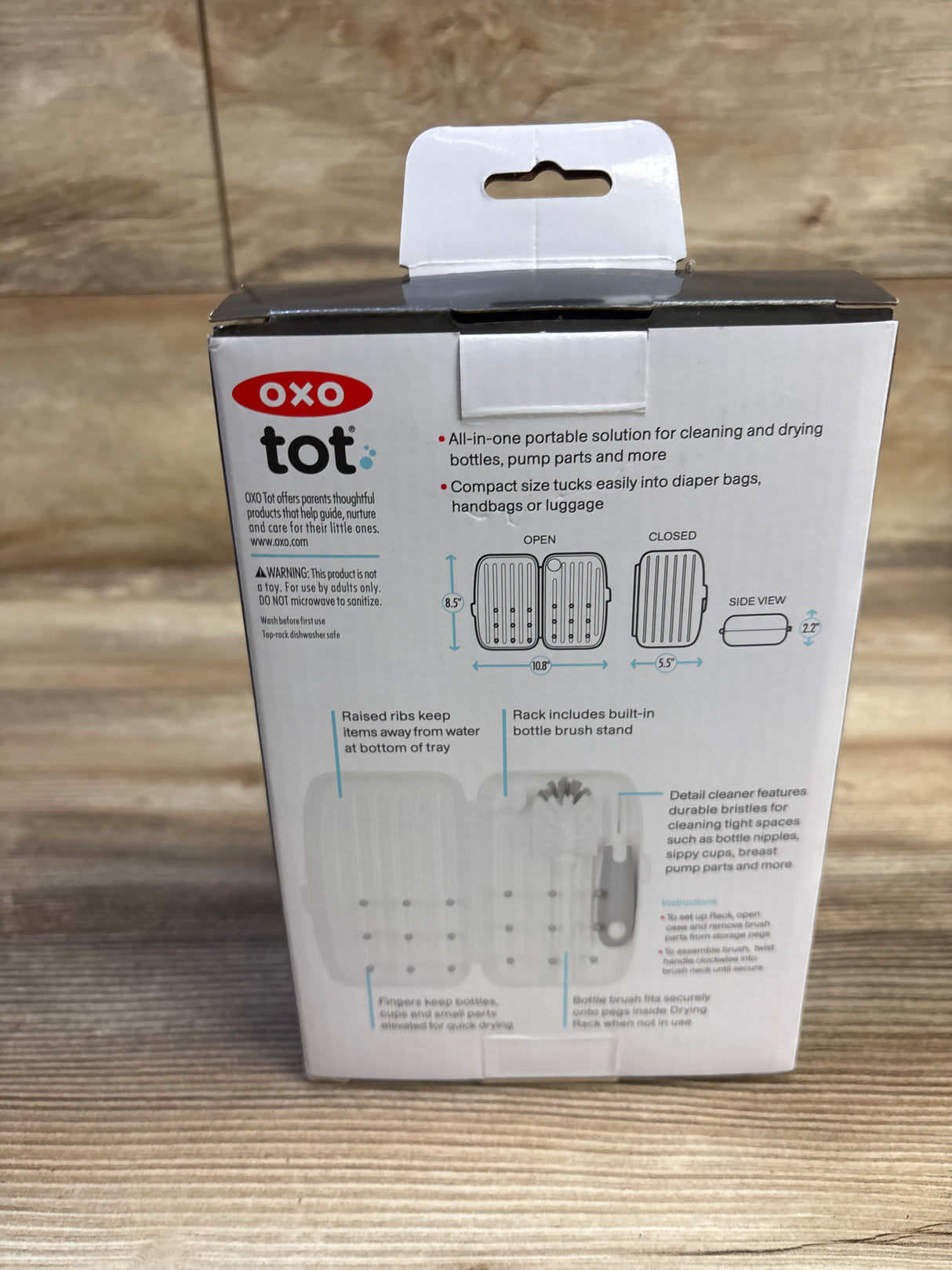 NEW Oxo Tot On-The-Go Drying Rack with Bottle Brush