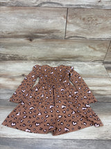 Emma & Elsa Long Sleeve Leopard Dress Brown sz 2T