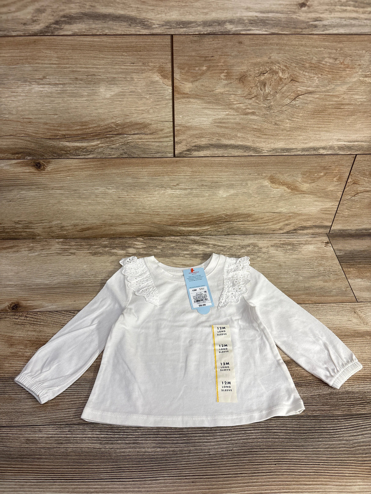 NEW Cat & Jack Long Sleeve Shirt White sz 12m