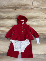 NEW Carter's 3pc Mistletoe Coat Dress Set Red sz 6m