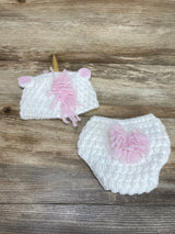 2Pc Unicorn Diaper Cover + Hat OSFM