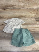 Just One You 2pc Button Up Shirt & Shorts Beige sz 9m