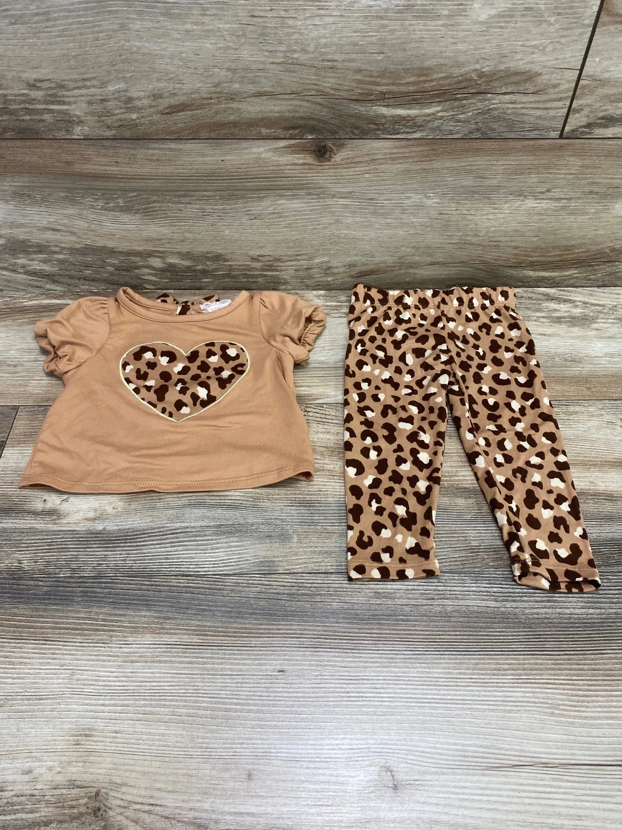 Btween 2pc Leopard Print Shirt & Leggings Brown sz 12m