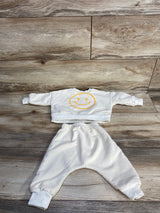 2pc Hi Smile Face Pull Over Sweater & Jogger Set Cream sz 9m