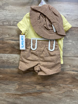 NEW Carter's 3pc Polo Shirt, Shorts, & Hat Set Yellow sz 9m