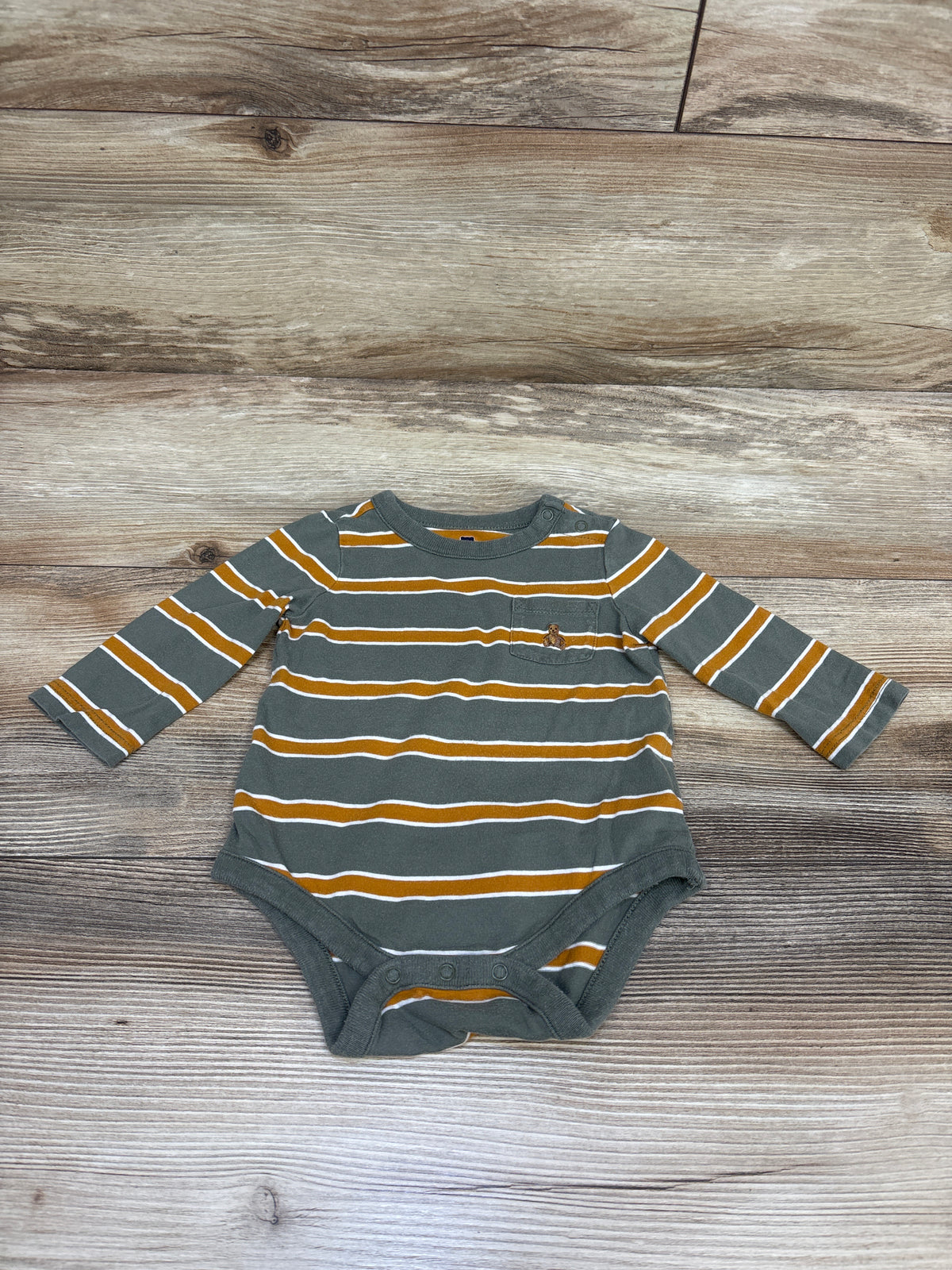 Baby Gap Striped Long Sleeve Pocket Bodysuit Green sz 3-6m