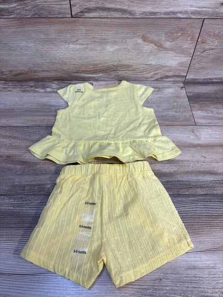 Yellow baby 2-piece outfit with ruffle top and shorts, size 6-9 months, perfect for summer