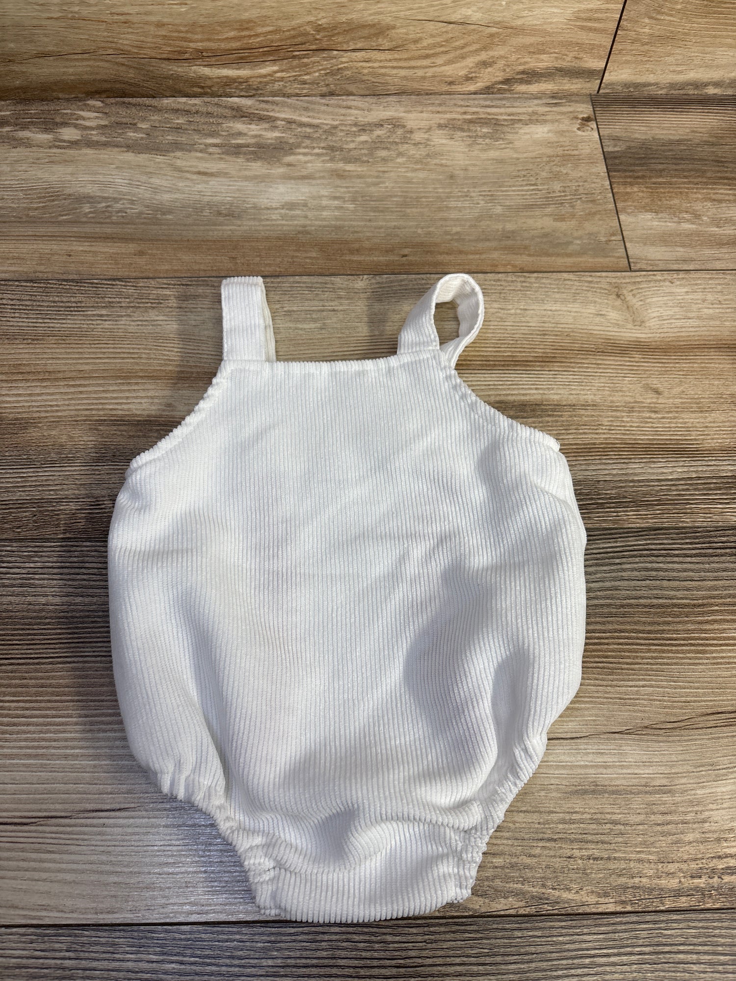 Minor Details Baseball Stitch Bubble Romper White sz 3-6m
