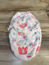Blankets & Beyond Elephant Print Plush Swaddle Wrap Cream sz 0-3m