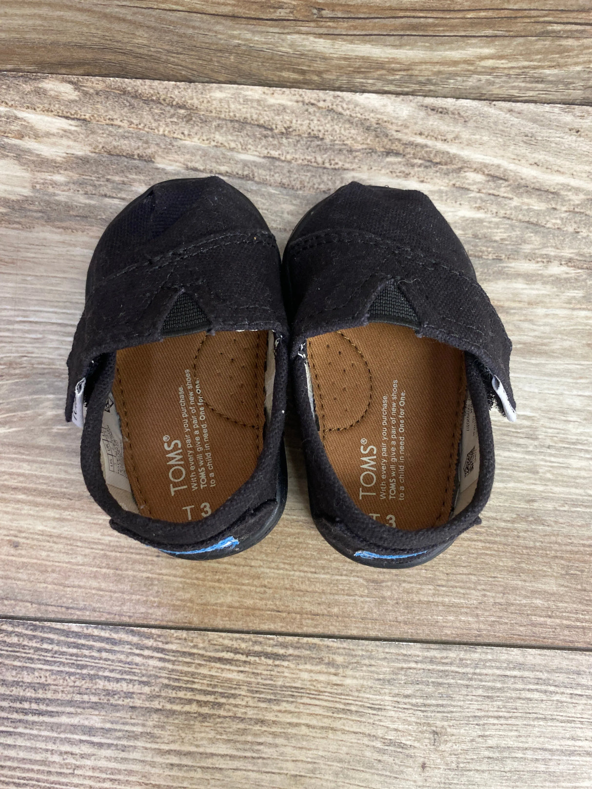 Toms Tiny Alpargata Shoes Black sz 3c