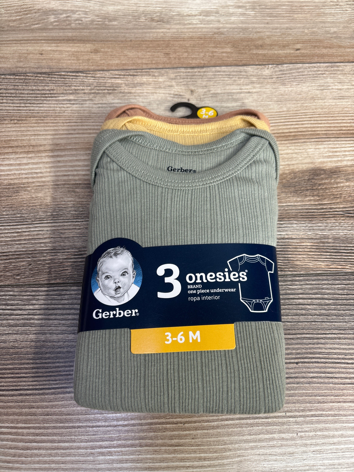 NEW Gerber Onesies Bodysuits 3pk Brown sz 3-6m