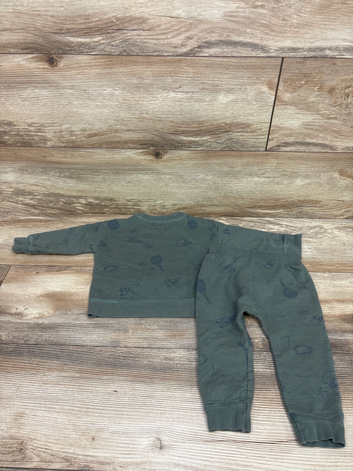 Just One You 2pc Pullover Football Sweatshirt & Pants Set Green sz 12m