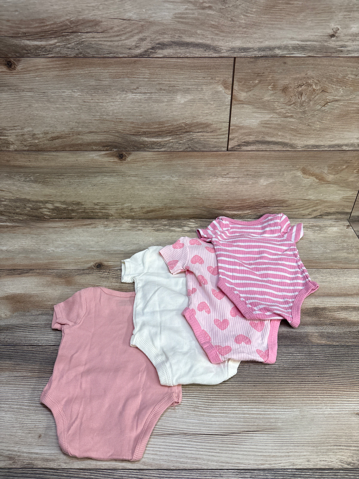Ribbed 4pk Bodysuit Set Pink sz 3m