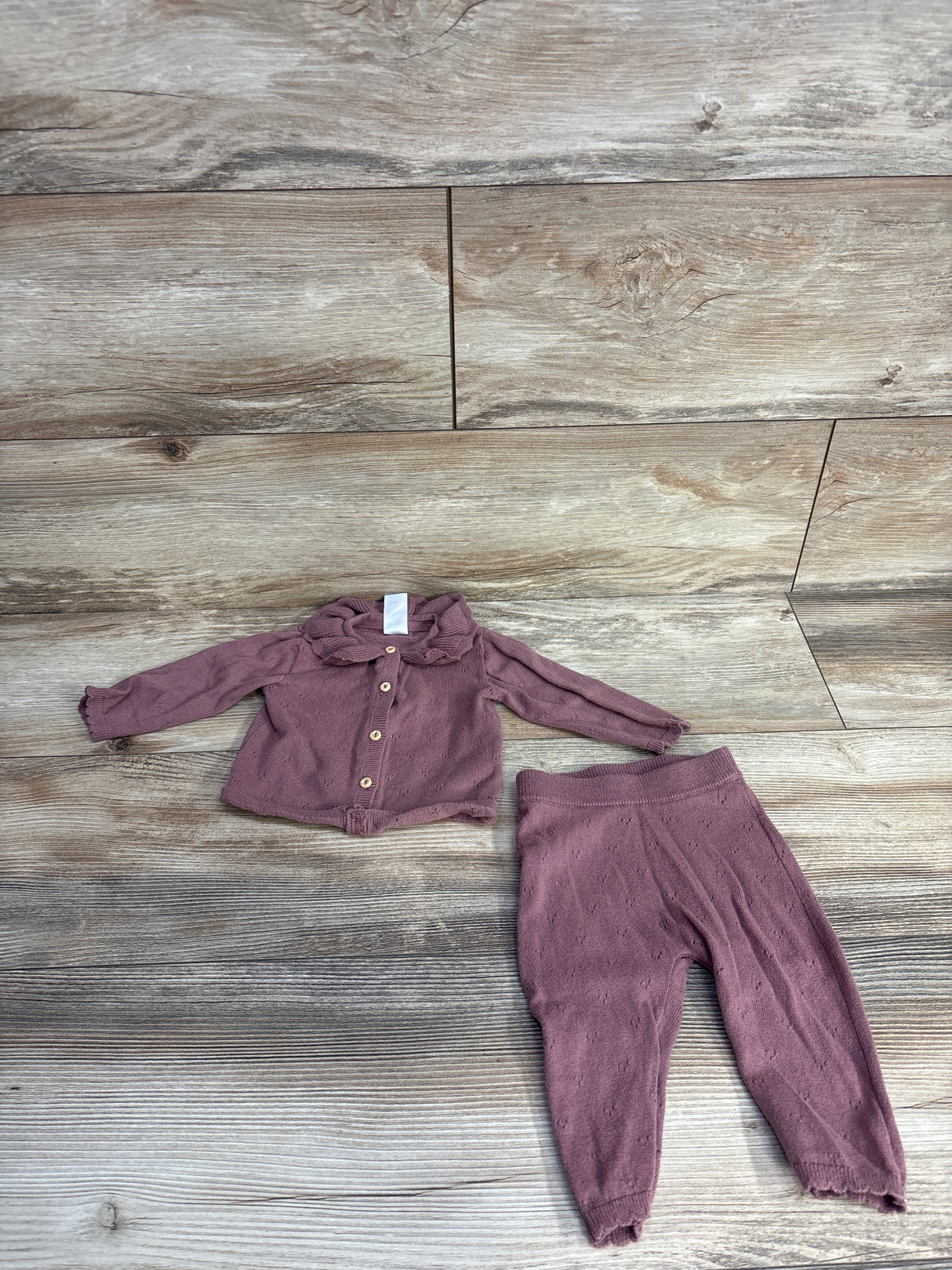 H&M 2pc Long Sleeve Top & Pants Set Mauve sz 3m