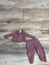 H&M 2pc Long Sleeve Top & Pants Set Mauve sz 3m