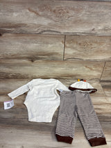 Little Me 3pc My First Thanksgiving Waffle Knit Bodysuit Set Cream sz 9m