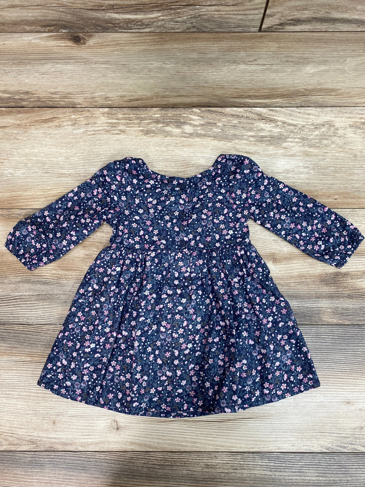 Oshkosh Floral Smocked Dress Grey sz 9m