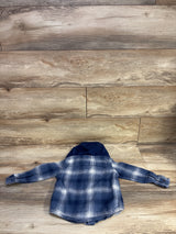 OshKosh Plaid Hooded Button Up Shirt Blue sz 3T