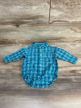 Oshkosh Plaid Button Up Bodysuit Blue sz 6m