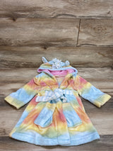 Cat & Jack Tie-Dye Plush Hooded Robe Blue sz 2-3T