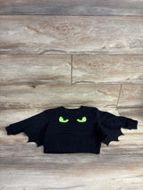 Black kids Halloween sweatshirt with green eyes and bat wings