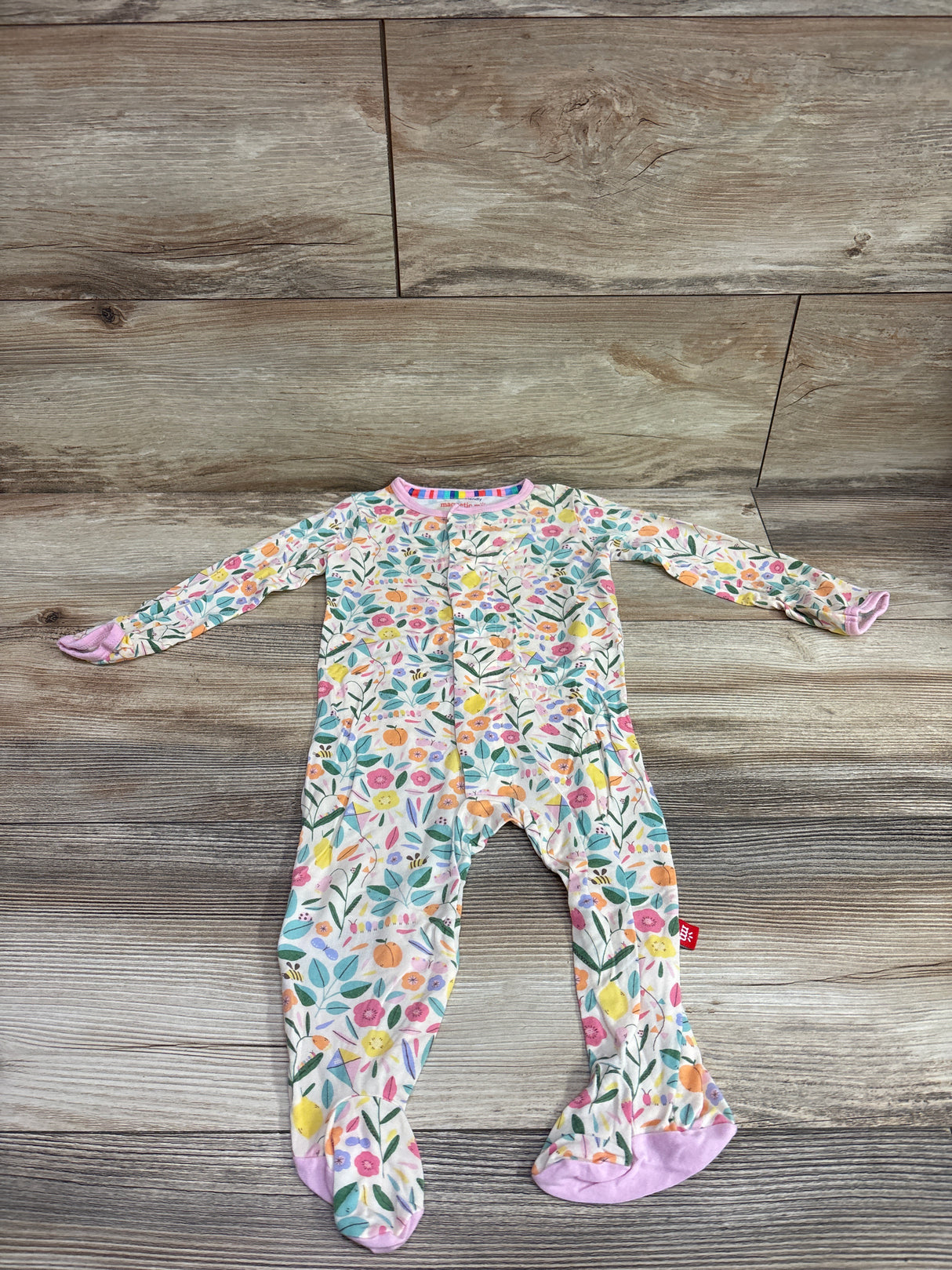 Magnetic Me Floral Modal Footie Ivory sz 3-6m