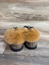Faux Fur Bedazzled Bow Shoes Brown sz 7c