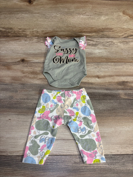 eplay 2pc Sassy Like My Mom Bodysuit & Pants Green sz 0-3m - Me n Mommy To Be