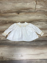 Zara Contrast Smocked Blouse White sz 18-24m