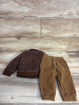 Little Me 2pc Set Pilot Bomber Jacket & Cord Pants Brown sz 18m