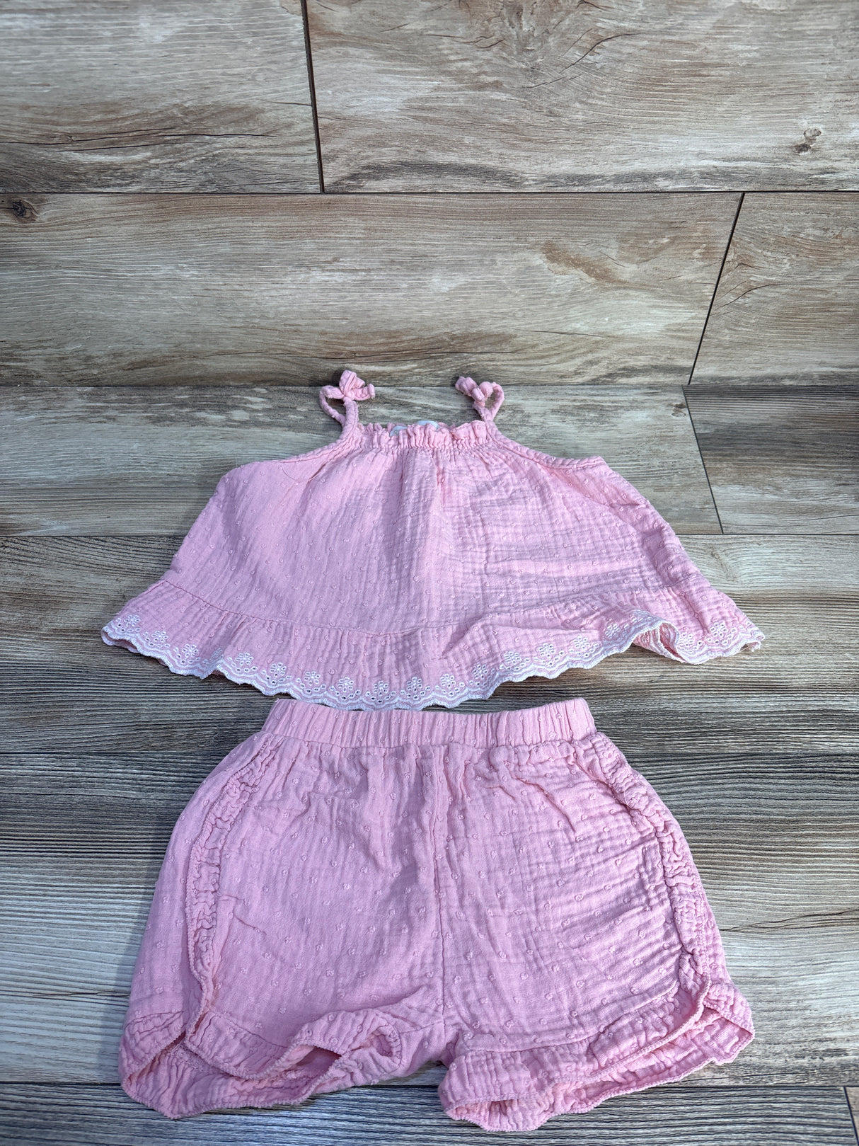 RZ by Rachel Zoe 2pc Gauze Swiss Dot Tank Top & Shorts Set Pink sz 3T