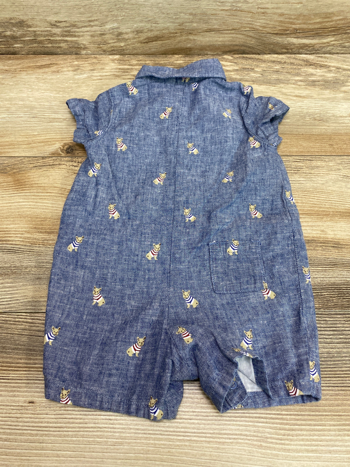 Janie and Jack Frenchie Oxford 1pc Romper Blue sz 3-6m