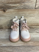 Cat & Jack Amaya Lace-Up Combat Boots Cream/Pink sz 6c