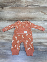 Peyton & Scout Giraffe Print Coverall Orange sz 0-3m