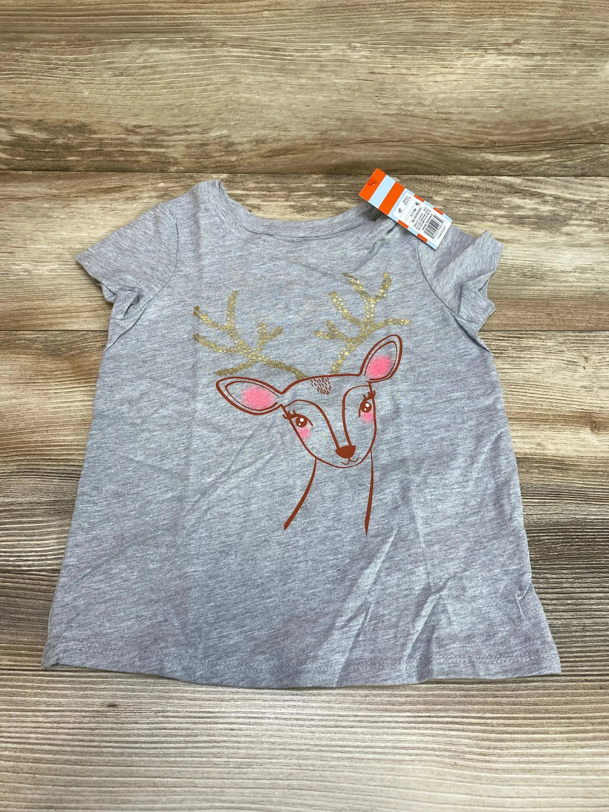 NEW Cat & Jack Reindeer Shirt Grey sz 4T