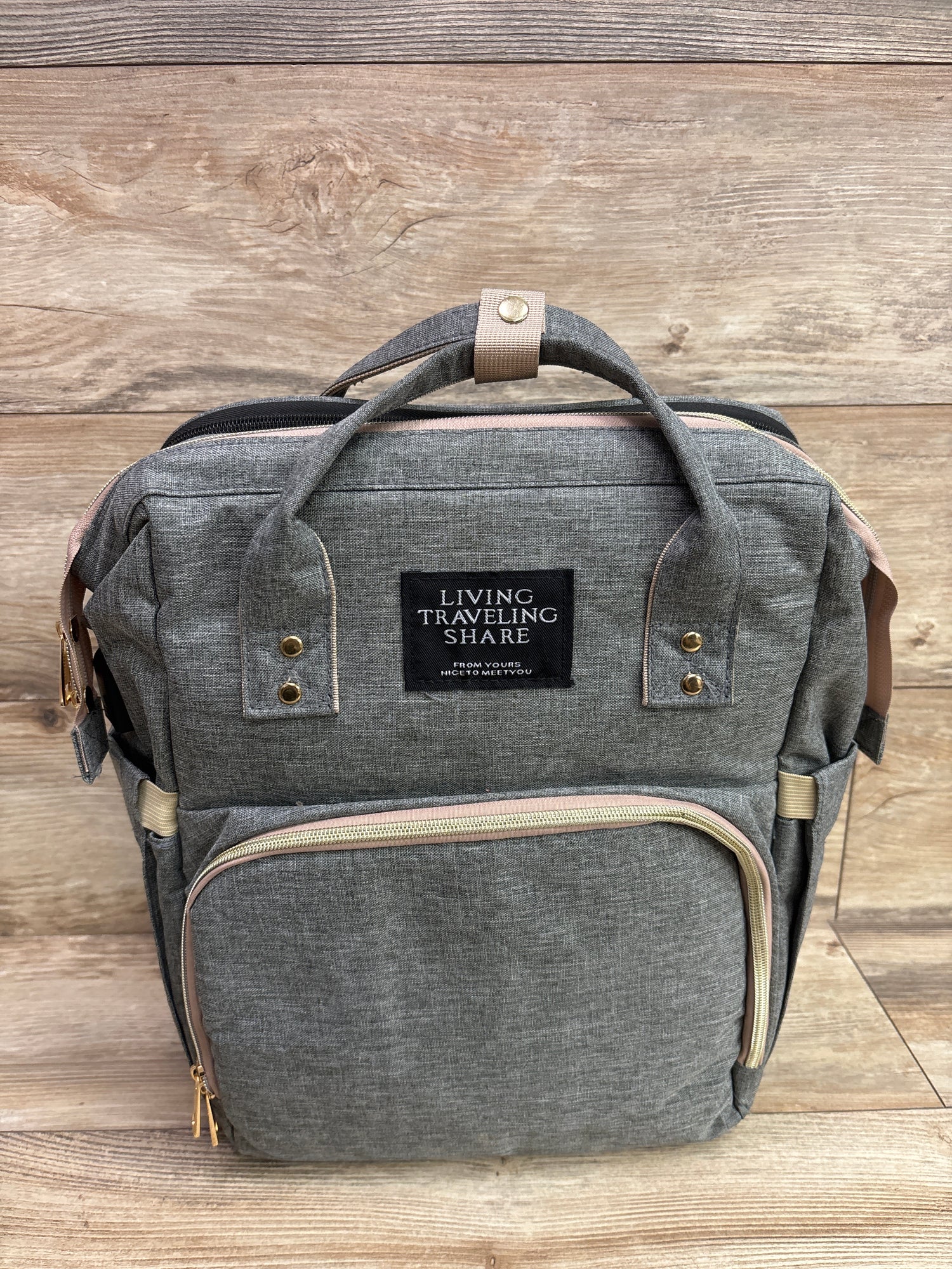 Living Traveling Share 8-in-1 Diaper Bag Backpack with Changing Station, Grey